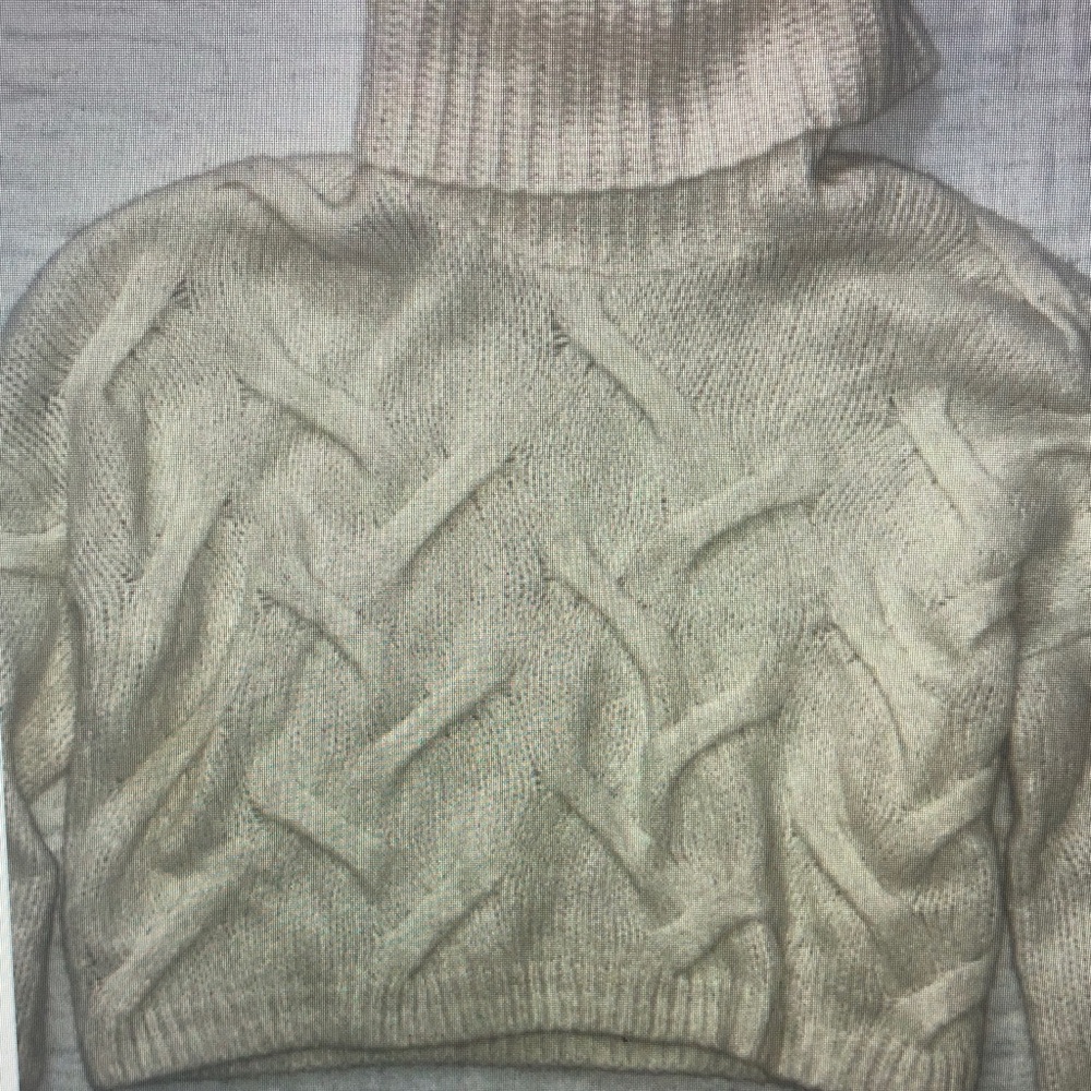 Women's Cream Cable Knit Turtleneck Sweater